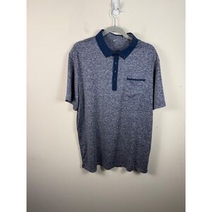 State And Liberty Mens Blue Space Dye Short Sleeve Polo Stretch 2XL